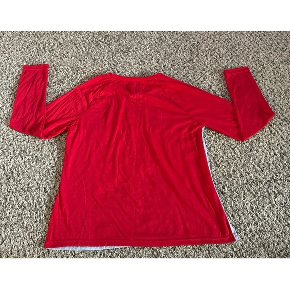 Disney‎ Women's Mickey Mouse Red Gray Long Sleeve Pajama Top Size Medium - Picture 3 of 6